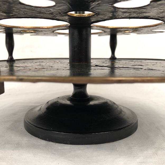 Liquor cabaret in 19th century painted sheet metal, carafes and glasses attributed to the Creusot crystal factory