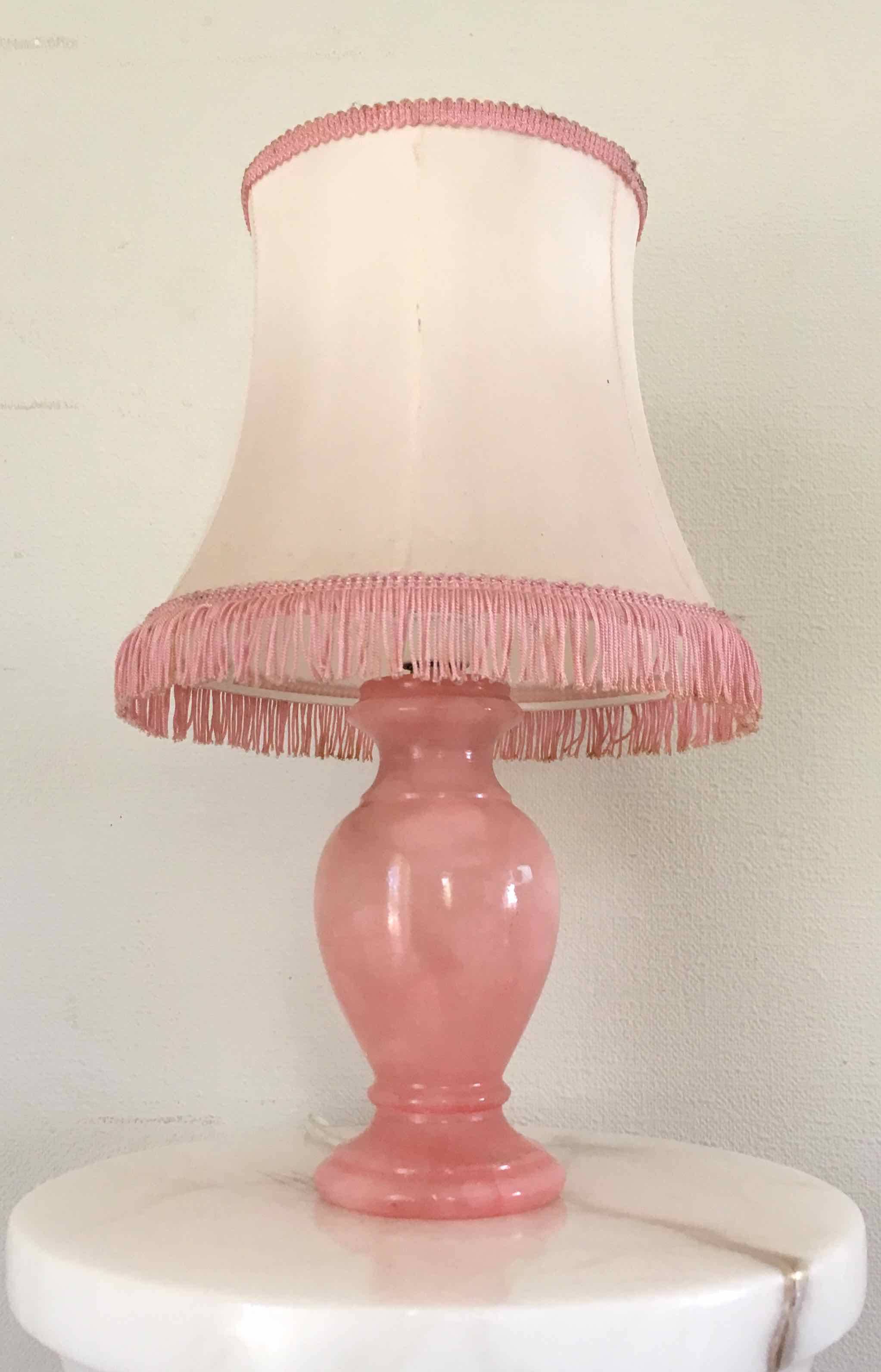 Vintage pink alabaster bedside lamp