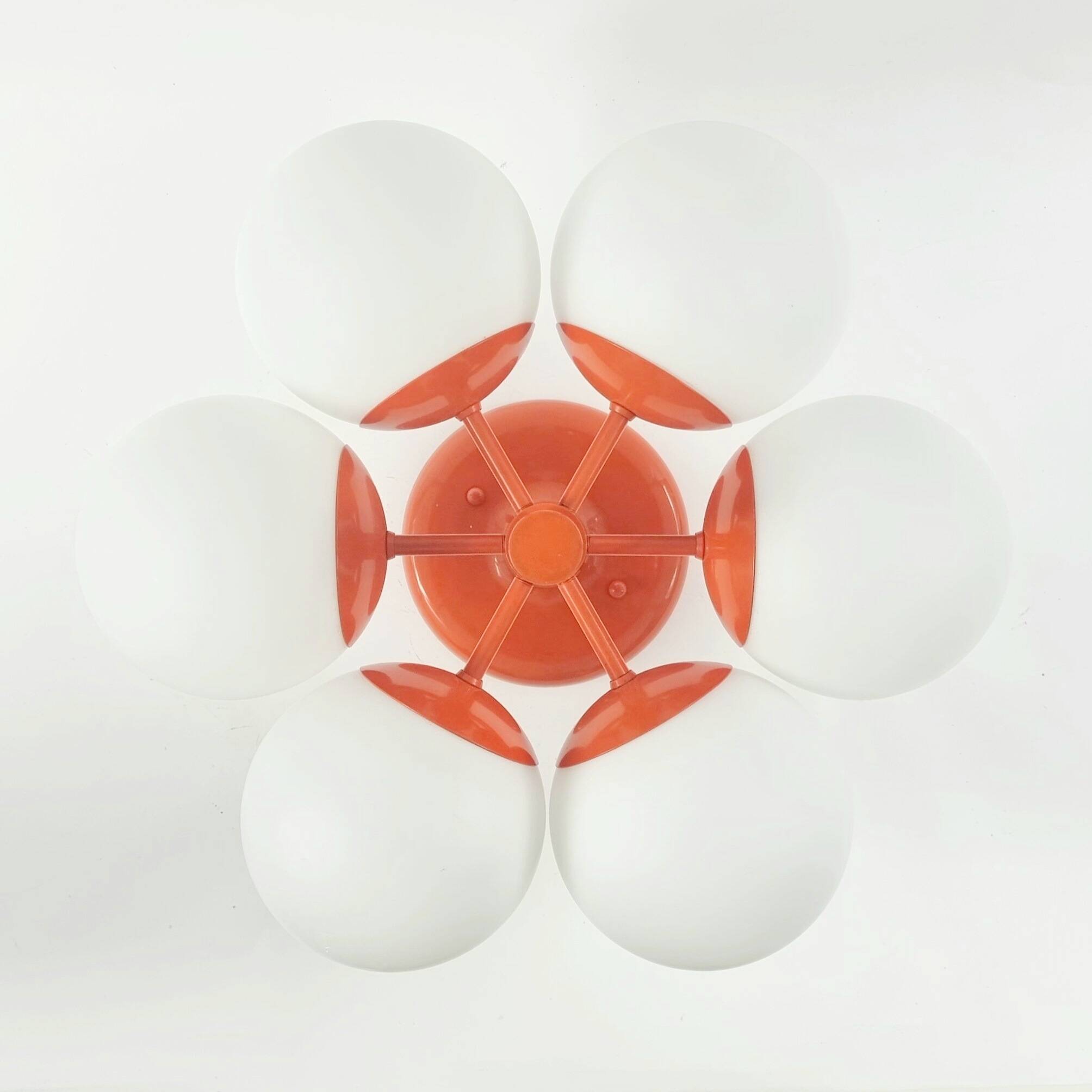 Large Space Age Sputnik Opal Glass Ceiling Light from Kaiser, Germany, 60s