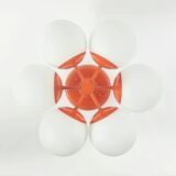 Large Space Age Sputnik Opal Glass Ceiling Light from Kaiser, Germany, 60s