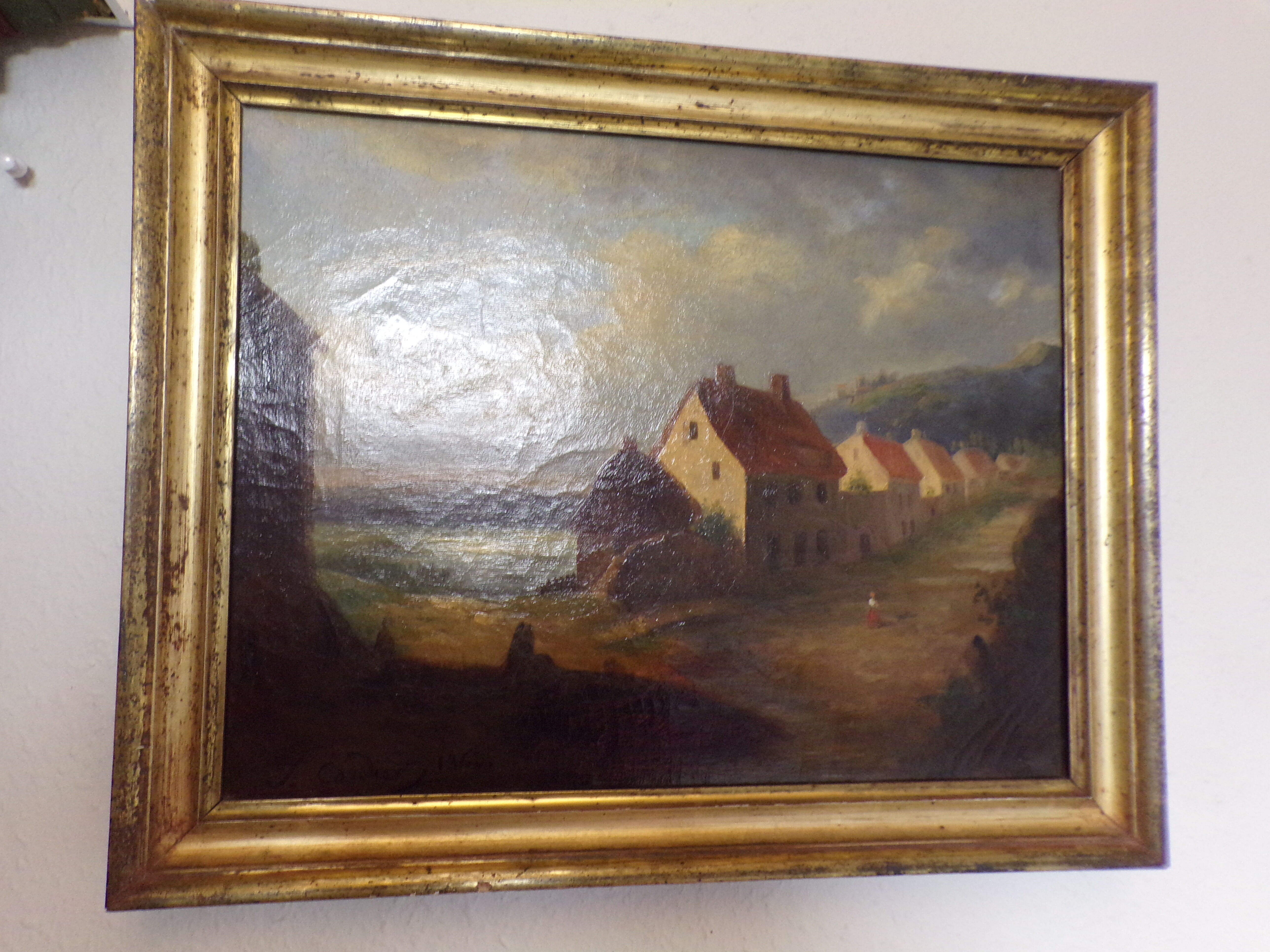 Old painting, signed landscape dated 1863