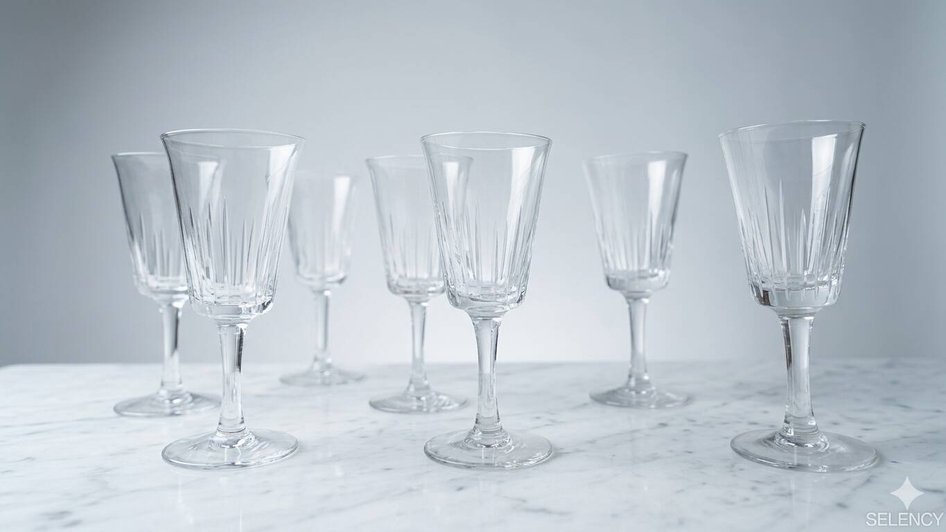 6 vintage cut glass goblets