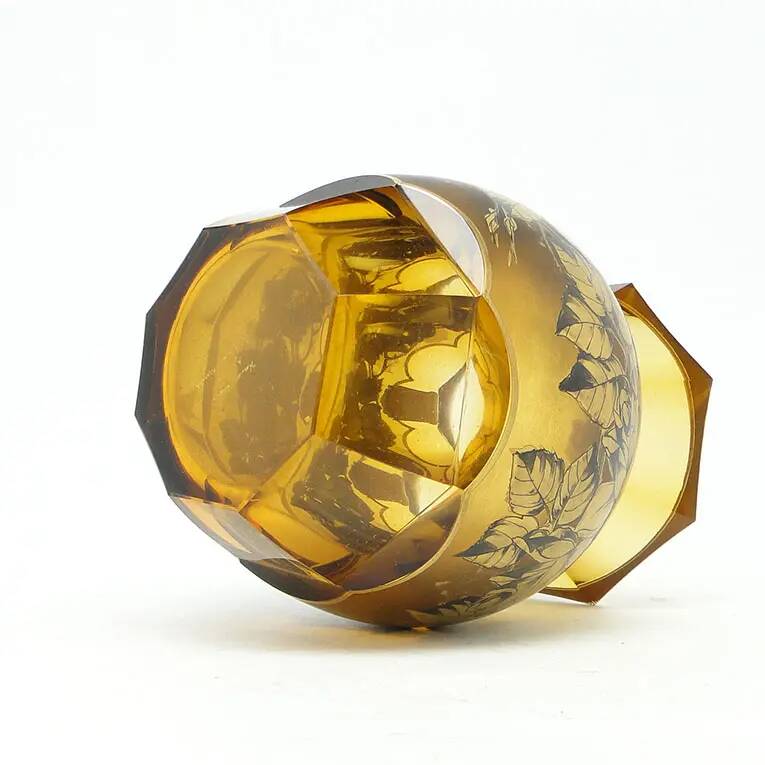 Vase, crystal, hand-painted, designed by Kamenický Šenov, Czech Republic, 19th century