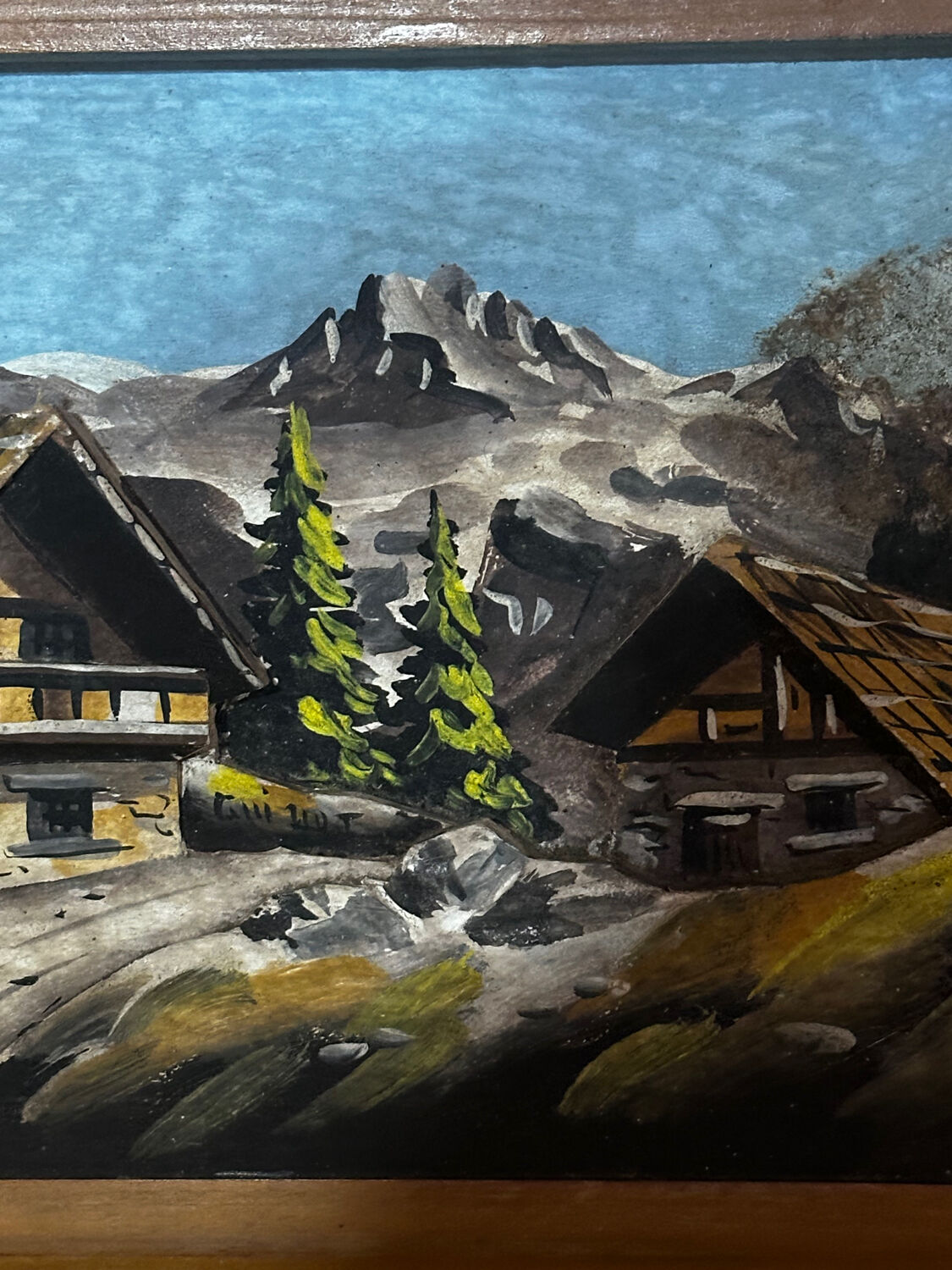 Vintage Carved and Painted Alpine Panel - 23 / 32 cm