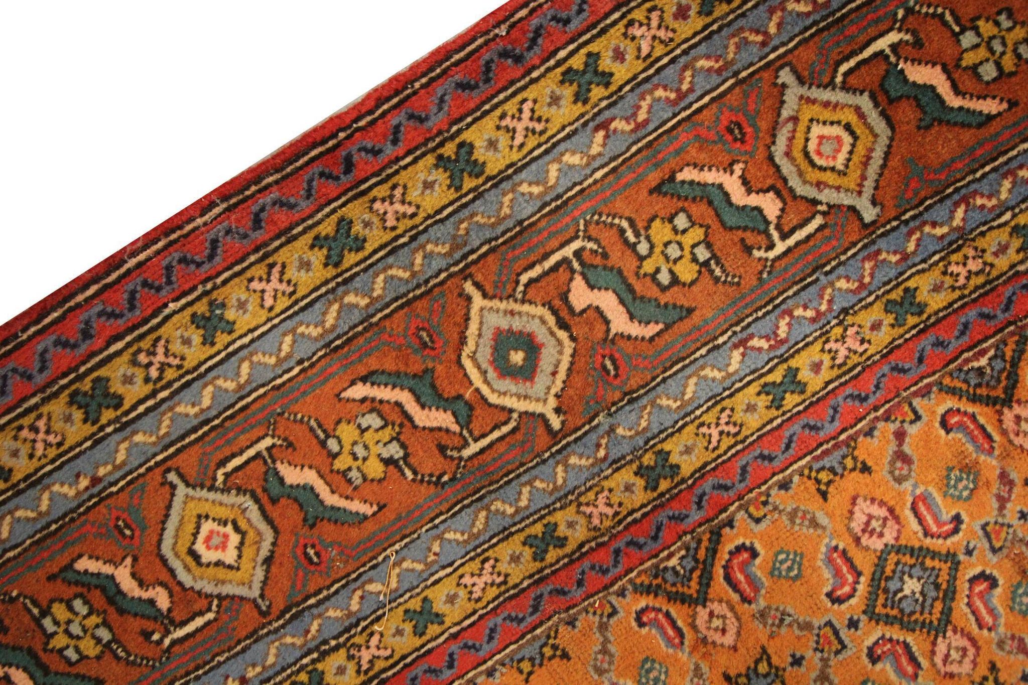 Vintage persian living room rug handwoven red wool ardebil carpet area rug- 197x292cm