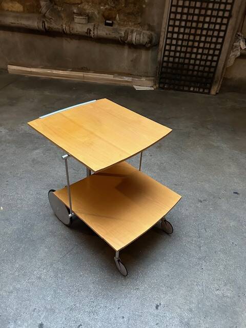 Raul Barbieri and Giorgio Marianelli adjustable light wood bar trolley