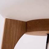 Space Age Floor Lamp, White Glass Lampshade, Wooden Base, 1960s