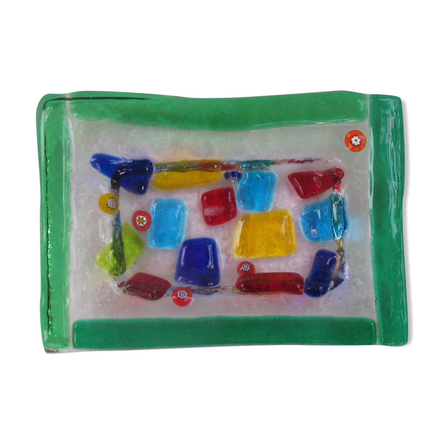 Empty millefiori-style glass pocket