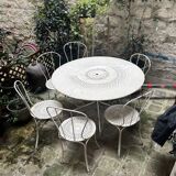 Garden table + 6 antique chairs