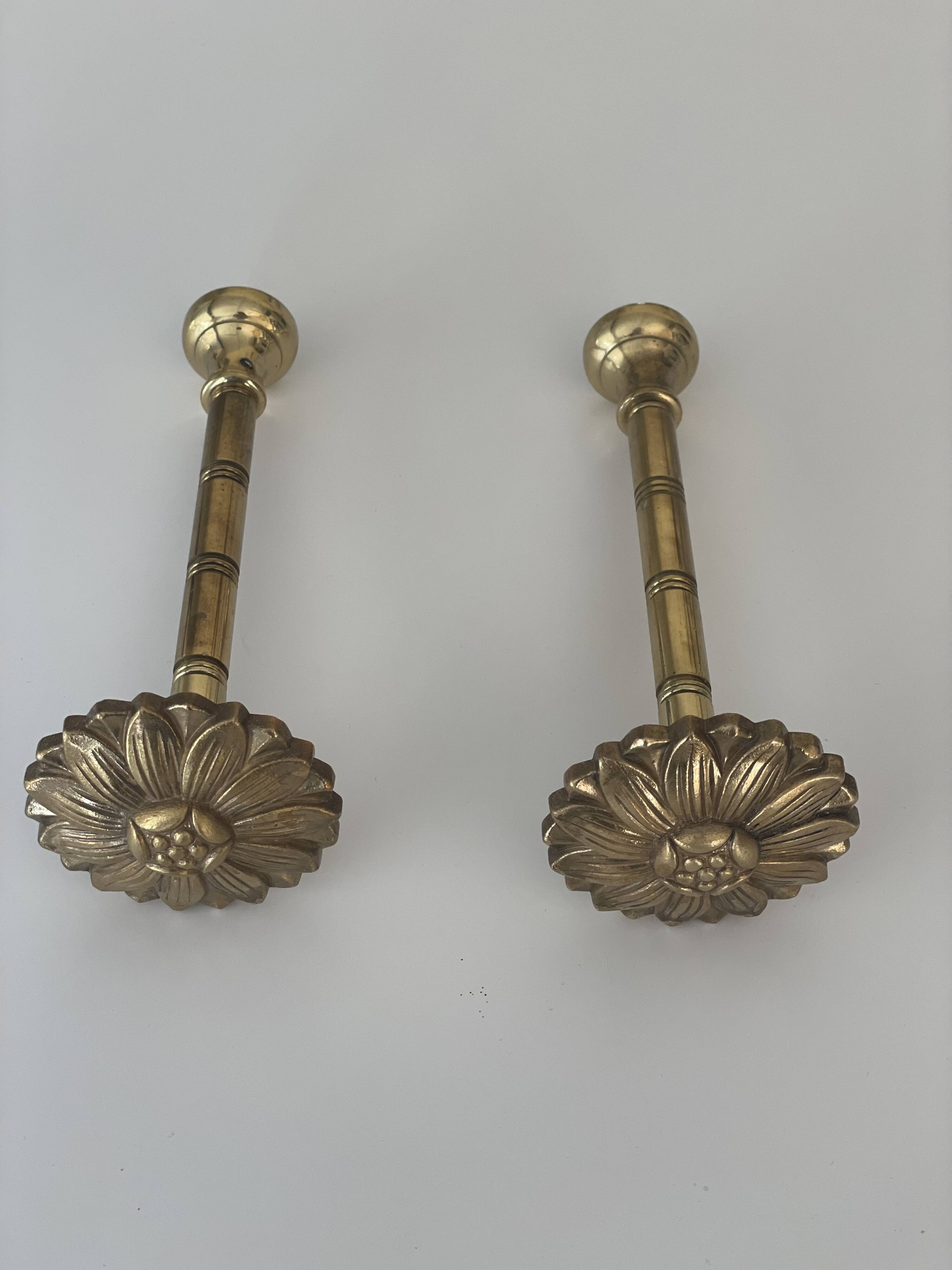 2 vintage gold brass hooks for coat rack or curtains