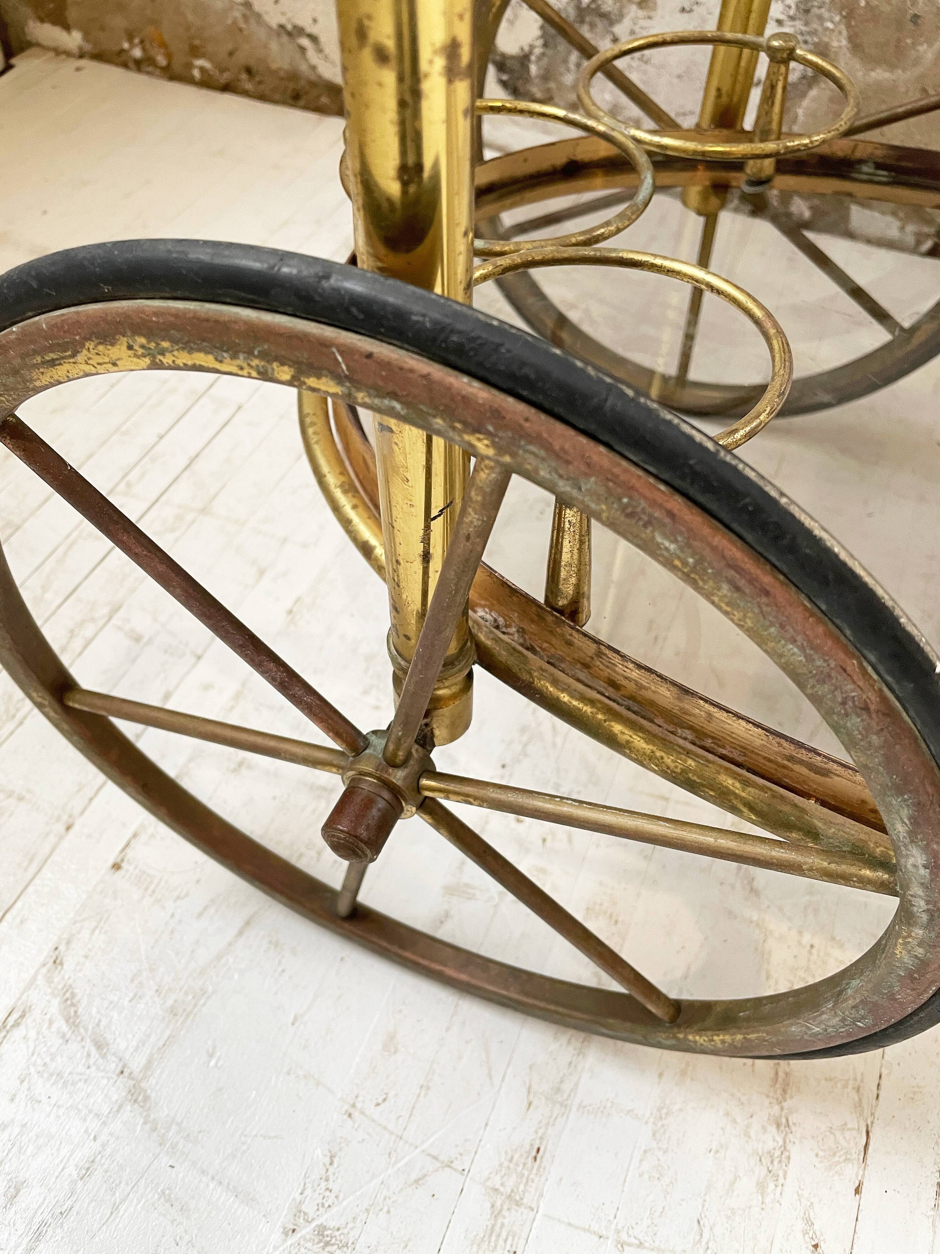 Cart serves brass bar