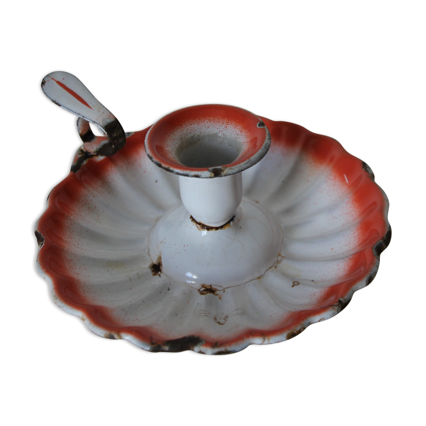 Cellar rat candle holder in enamelled sheet metal