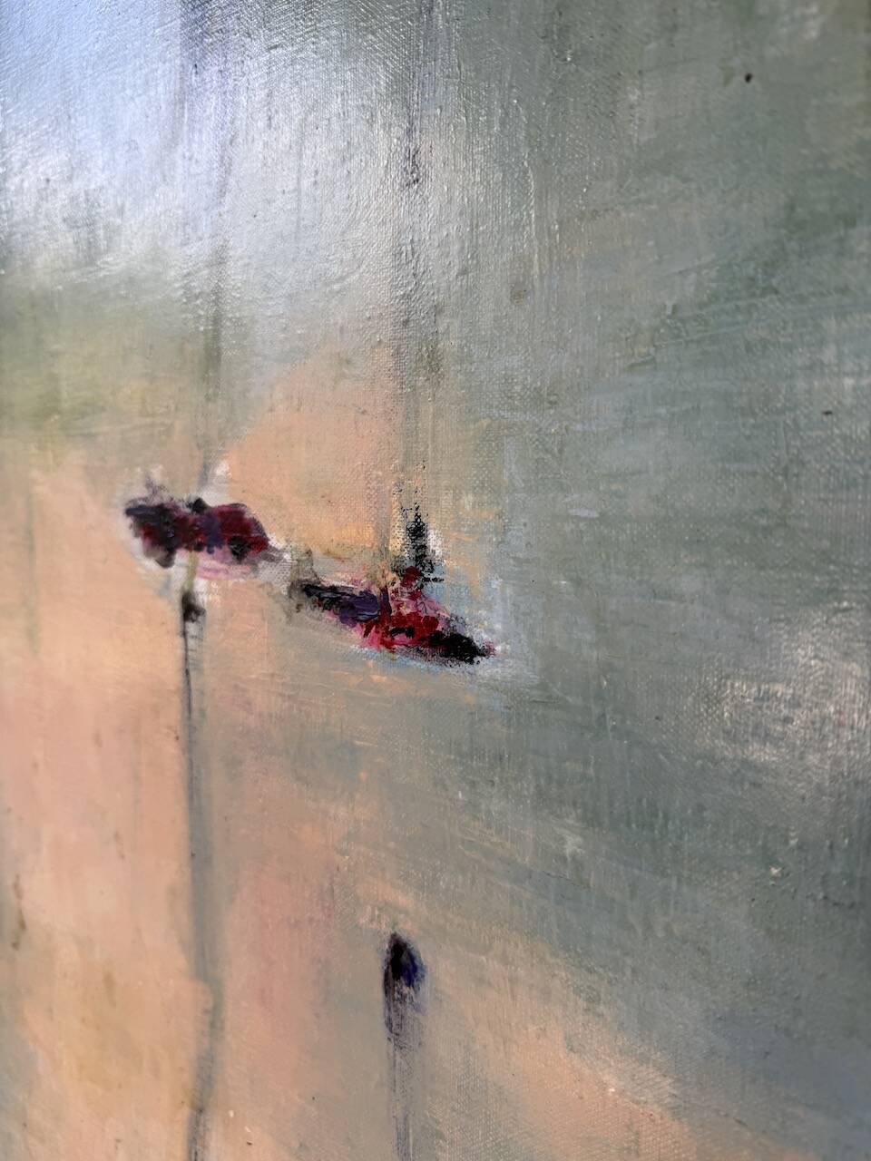 Toile abstraite nymphéas signée JP Perron, XXème