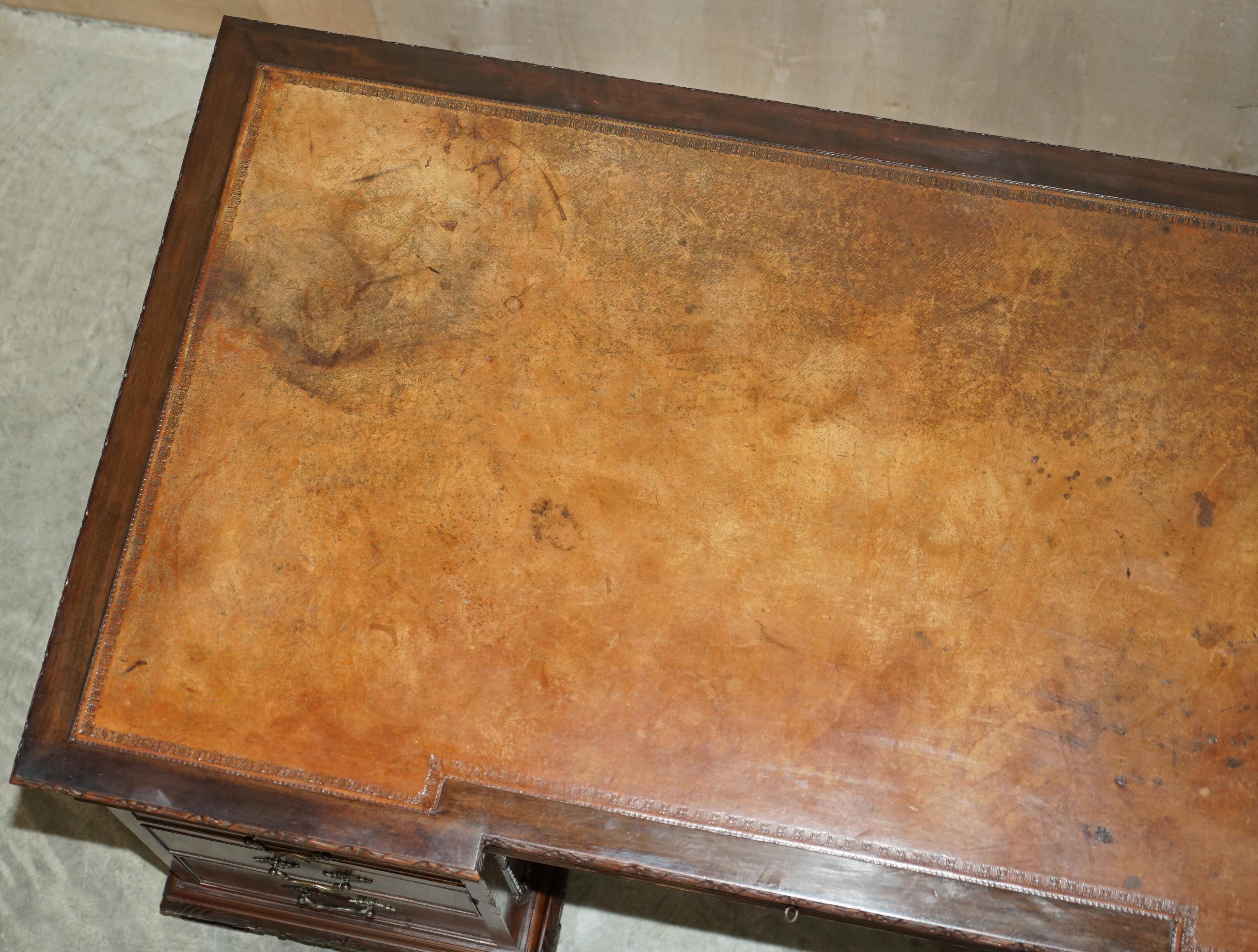 Thomas Chippendale Revival desk with a leather top