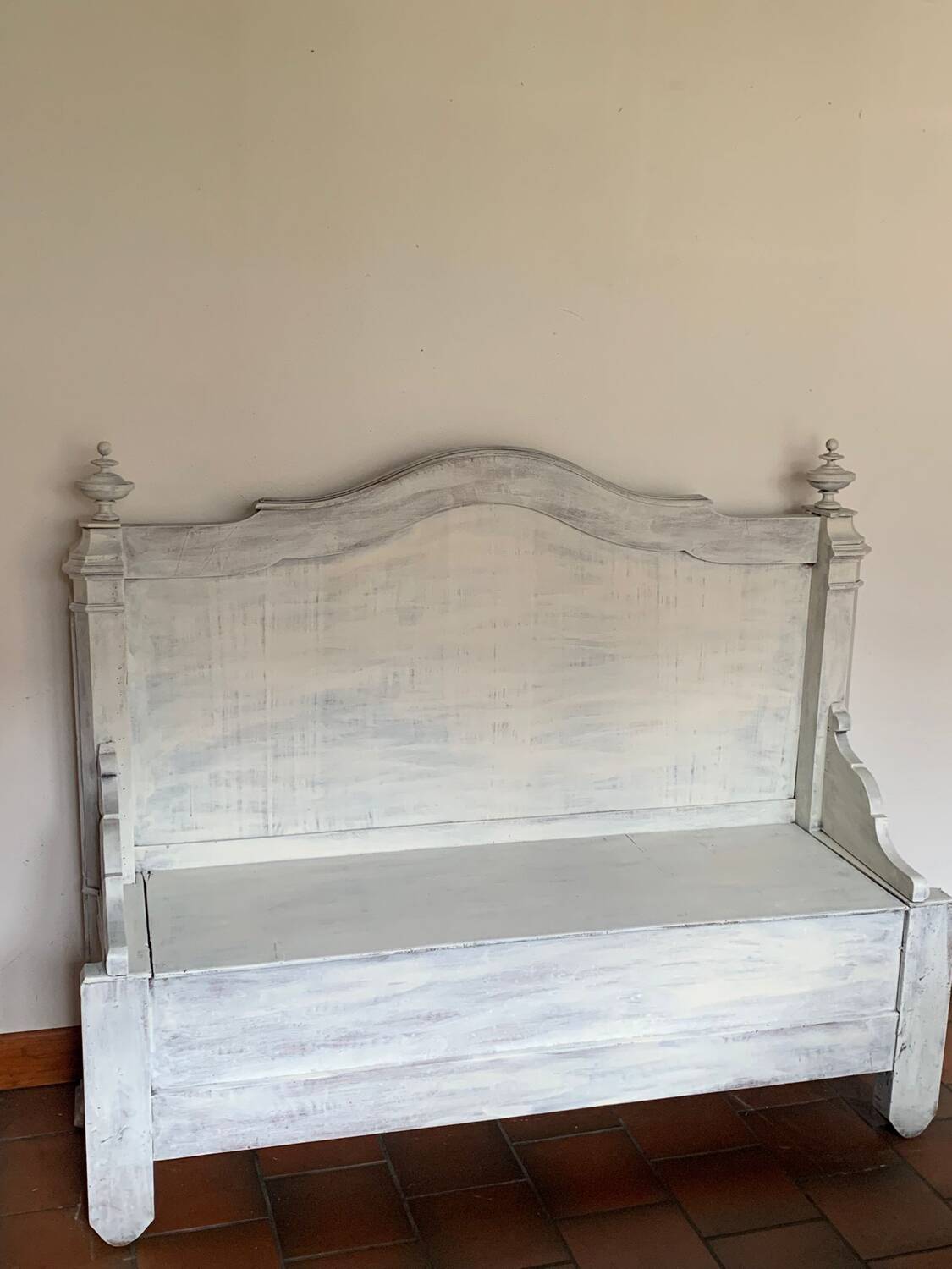 Shabby chic style church bench