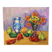 Nature morte, huile sur toile signée Gisèle Renaut (1930-2020)