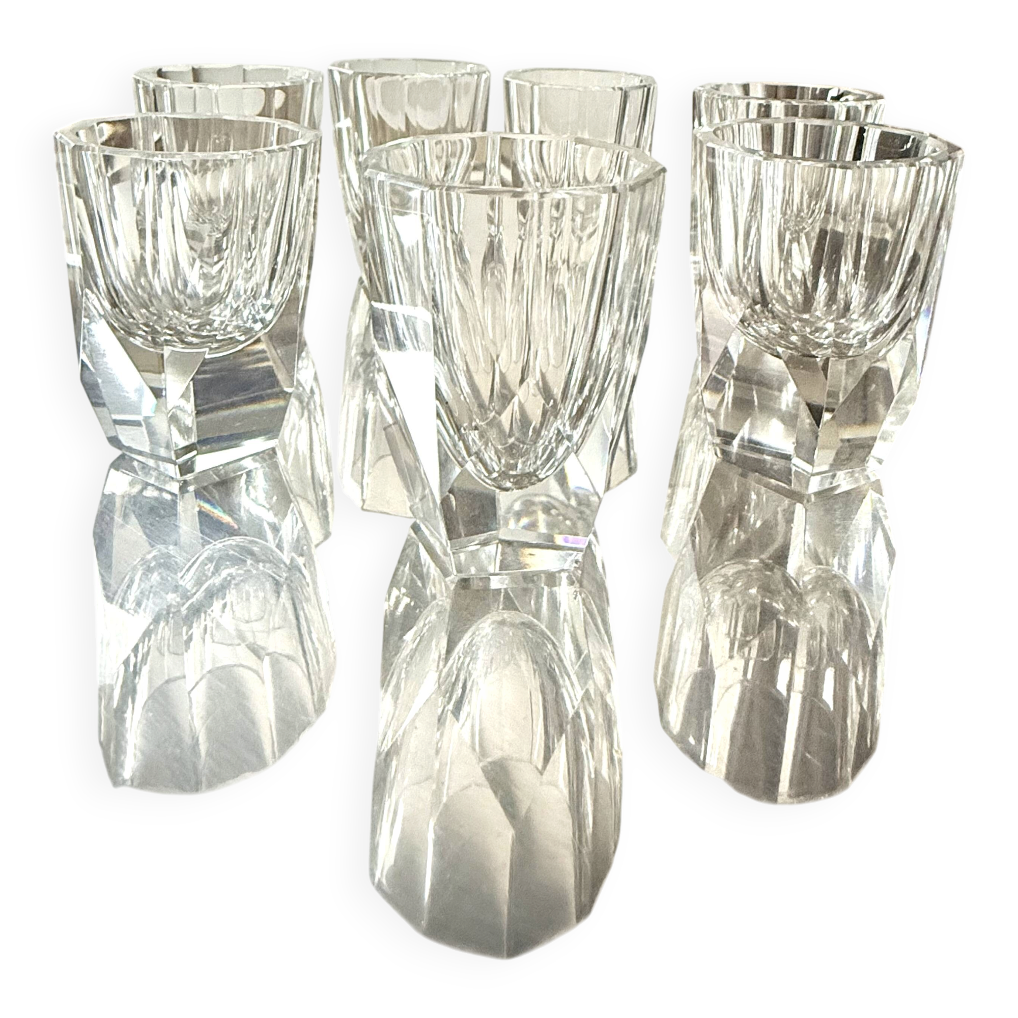 Set of 7 crystal liqueur/shooter glasses