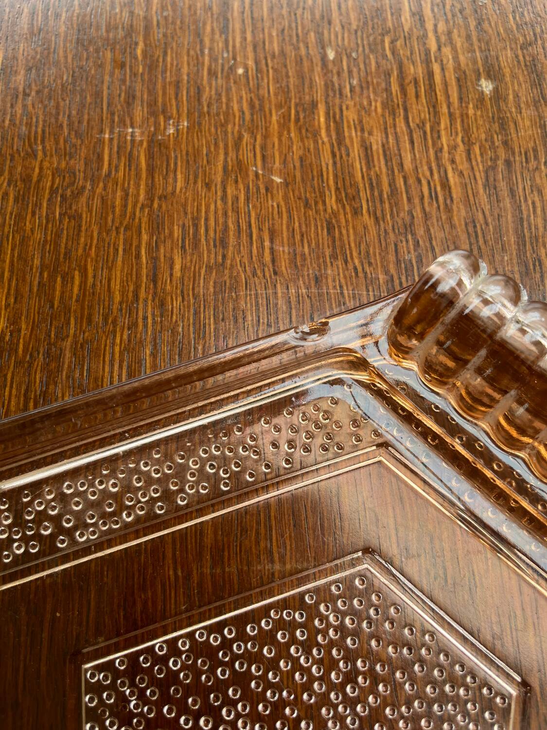 Art Deco pink glass tray