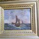 19th-century painting signed by Gaston Roullet, marine painter.