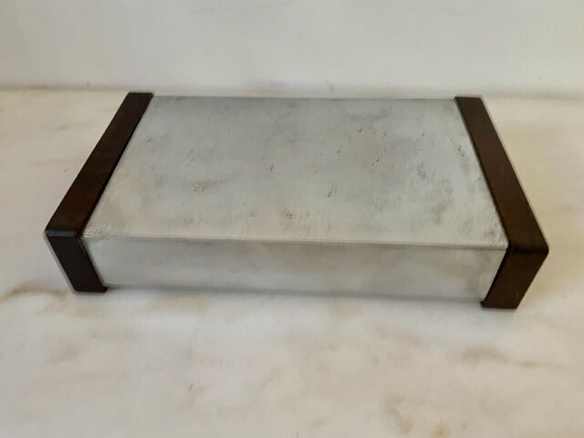 Boite métal chromé et palissandre, moderniste, art déco