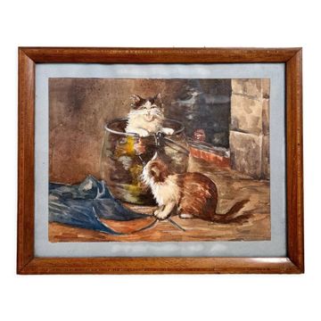 Watercolor to the two cats