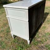 Louis XVI style chest of drawers in versailles grey patinated mahogany with white marble