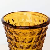 Amber yellow glass vase. d'Empoli diamond points - Year 1950 - Italy