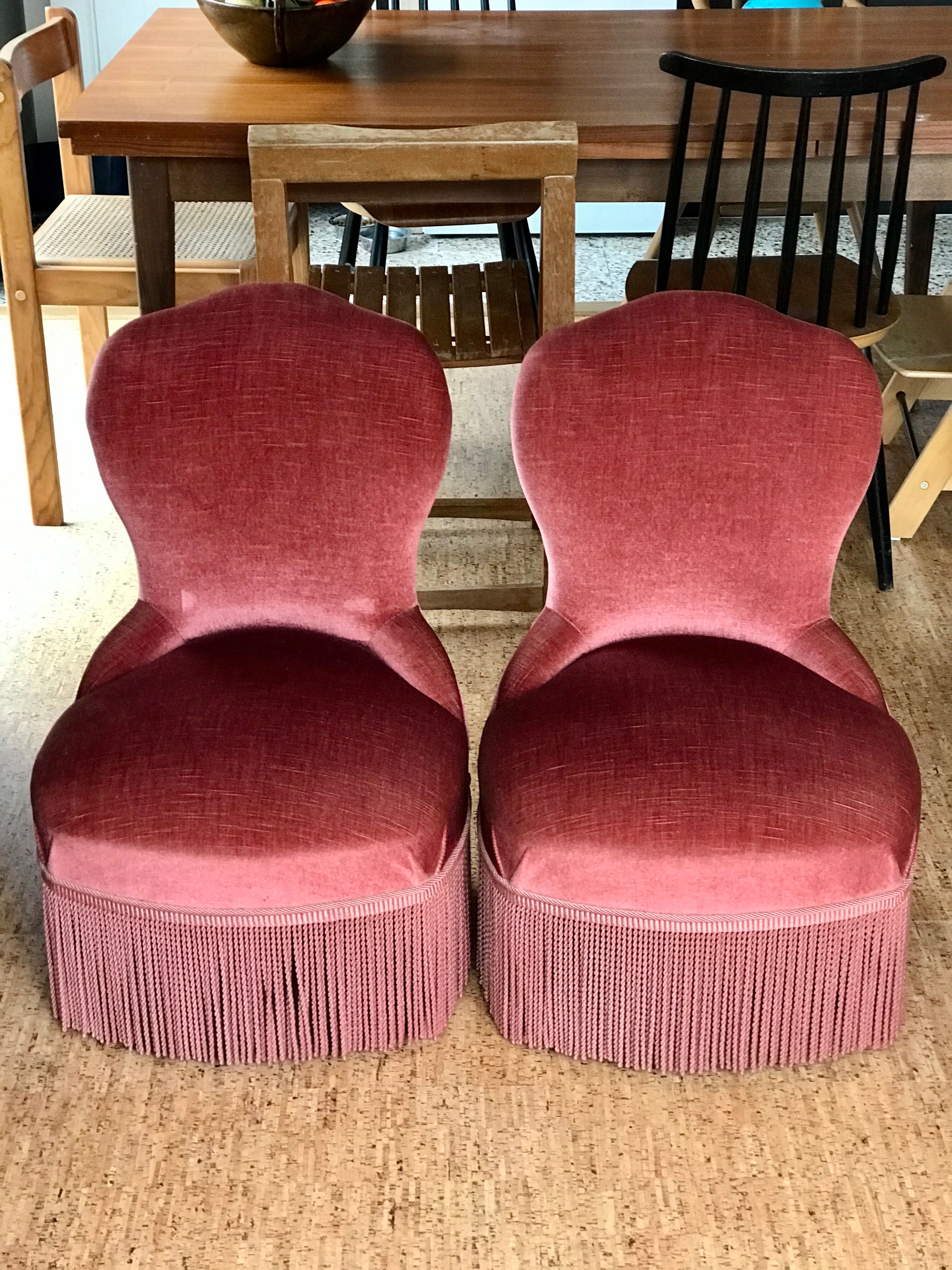 Pair of velvet armchairs