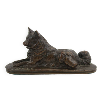 Chien Couché En Bronze Signé E.Frémiet