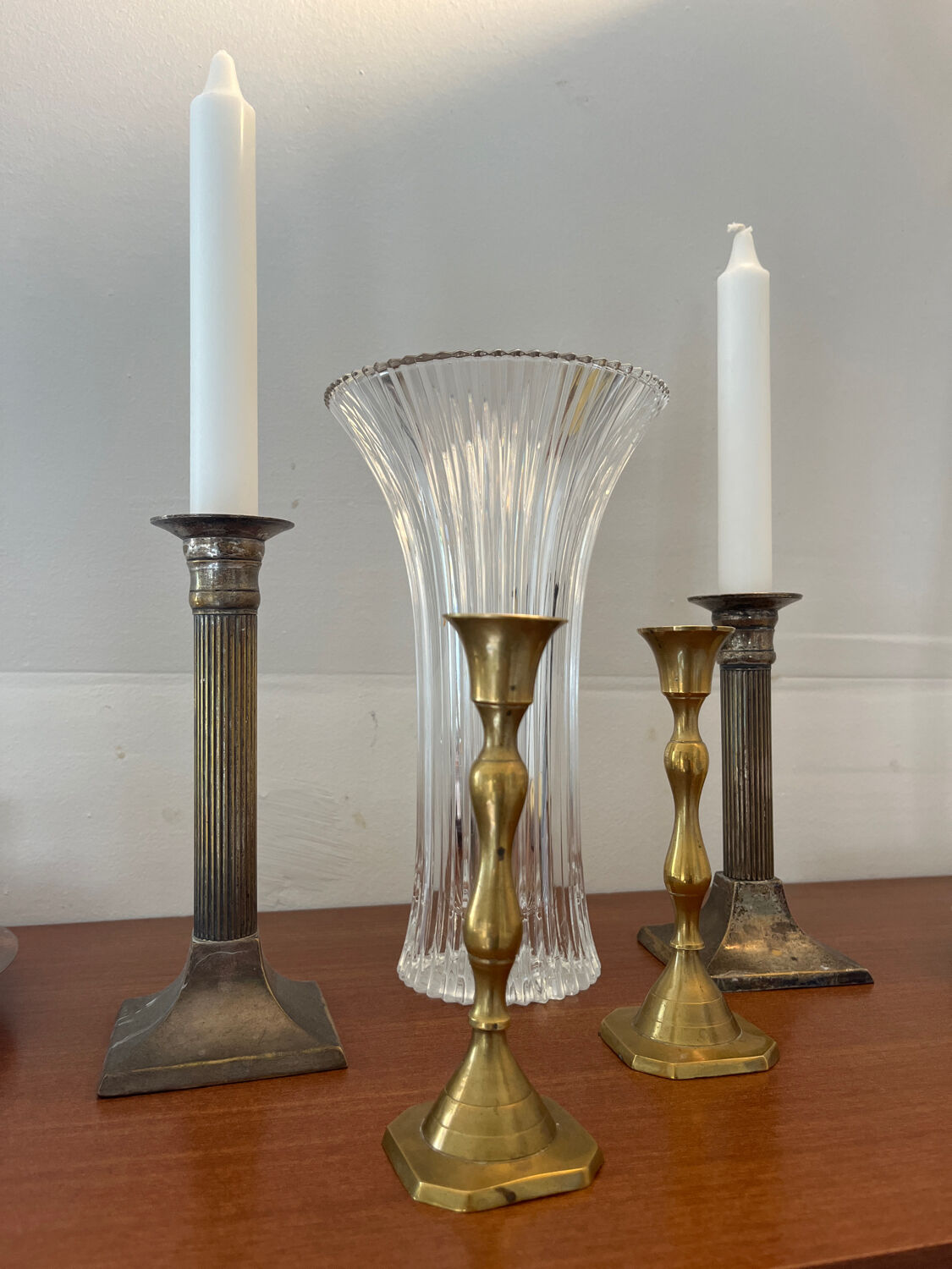 Pair of brass candle holders