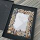 Enamelled metal photo frame. Fish décor. Perfect condition