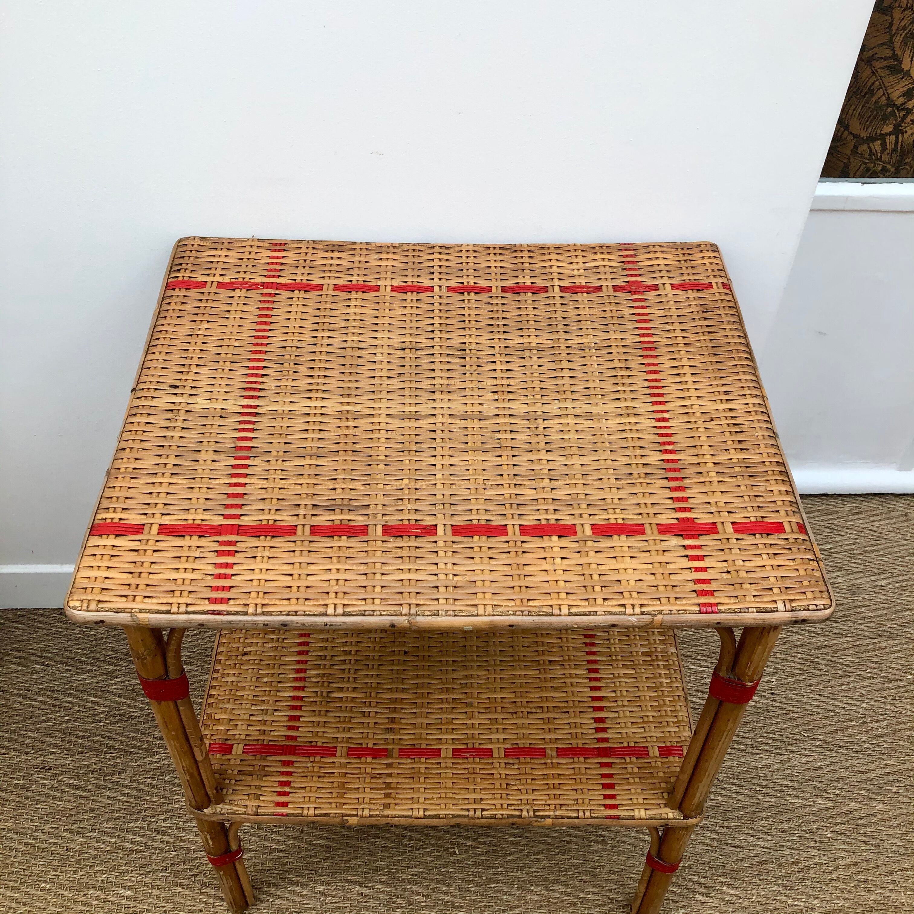 Braided rattan side table