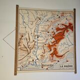 School map of ancient geography 1960 map of France the Garonne le Rhône