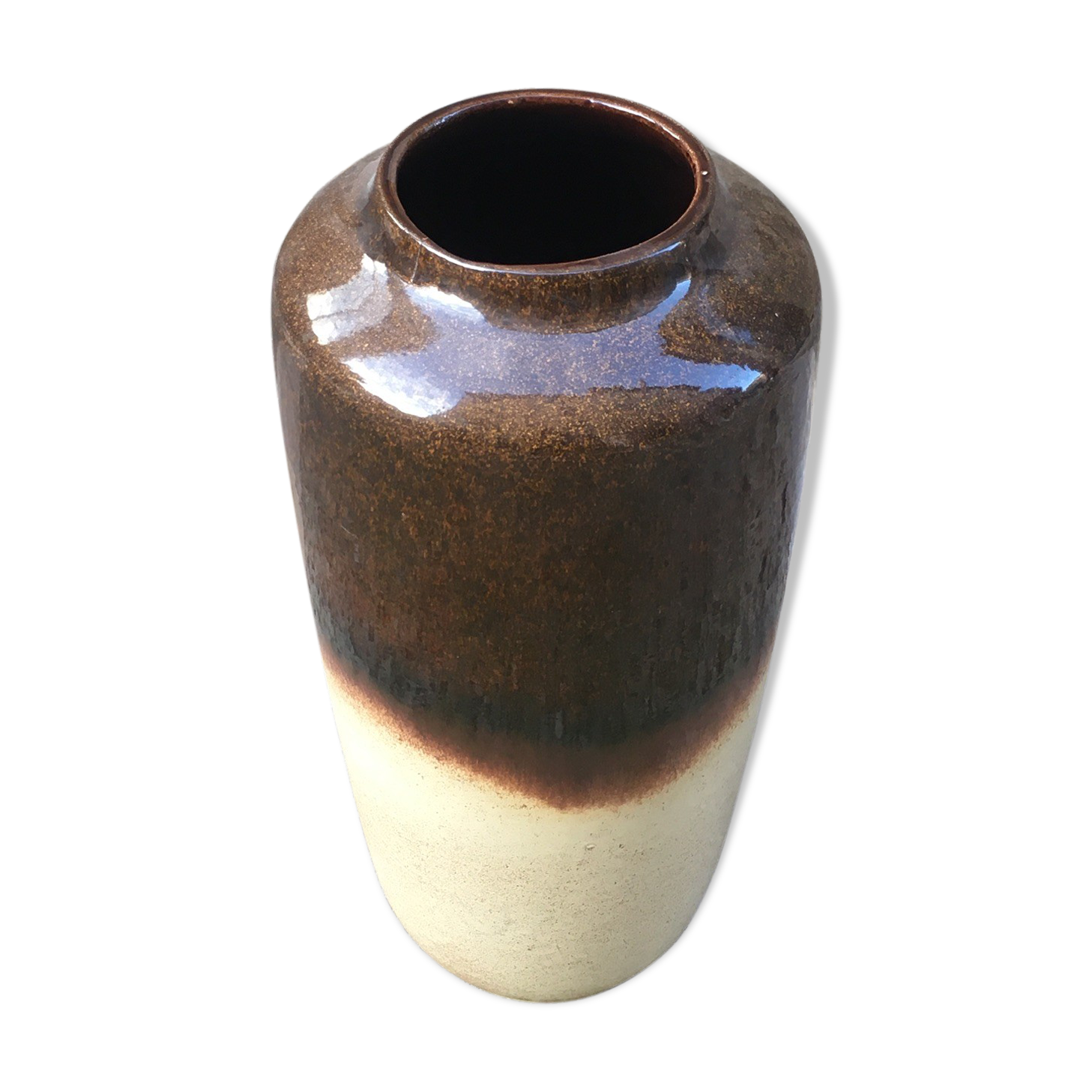 Vase from West Germany in degraded beige & brown