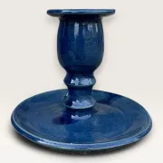 Blue ceramic rat cave candlestick