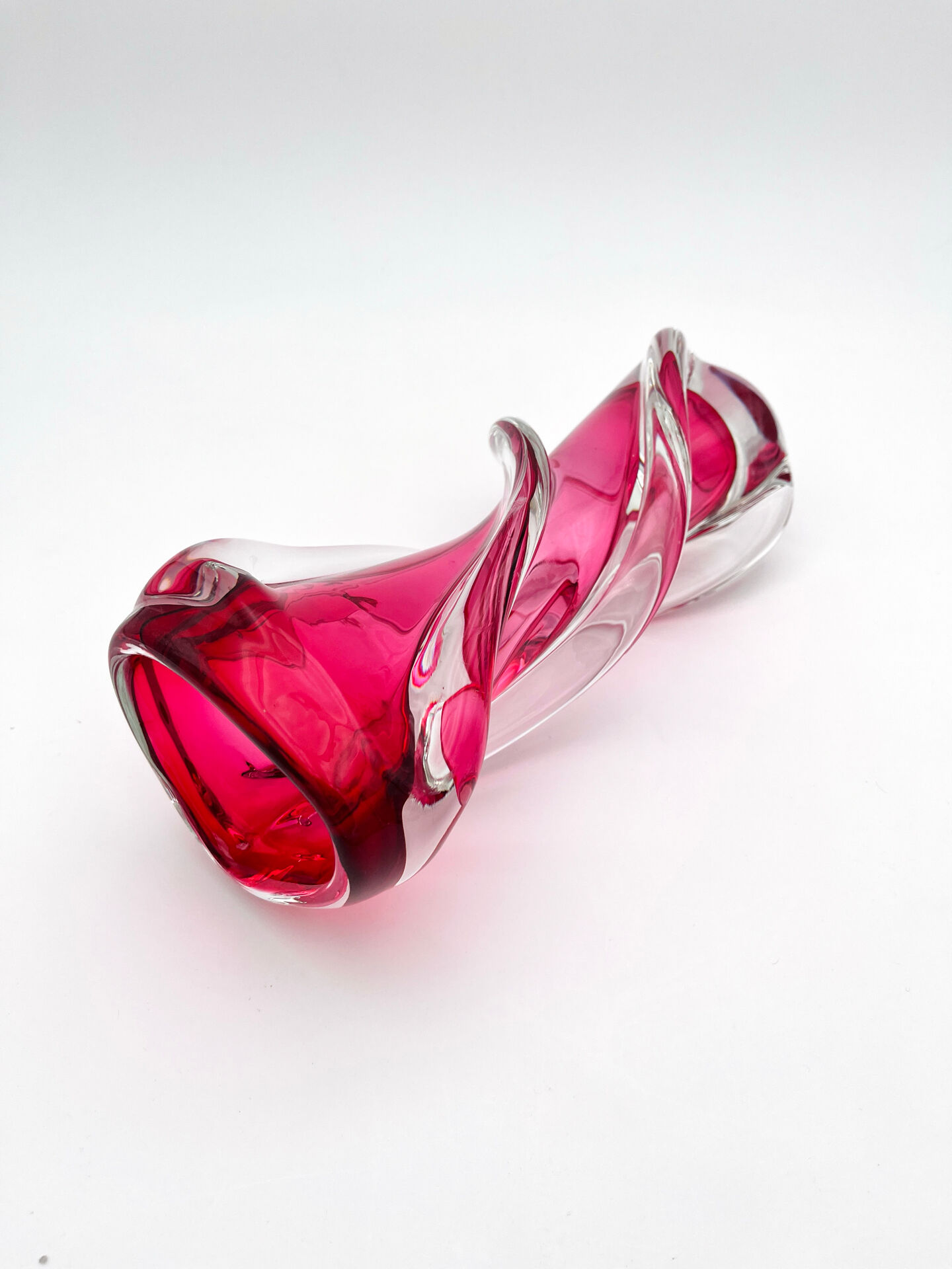 Twisted Murano Vase Sommerso Rose Italian Design 1960s
