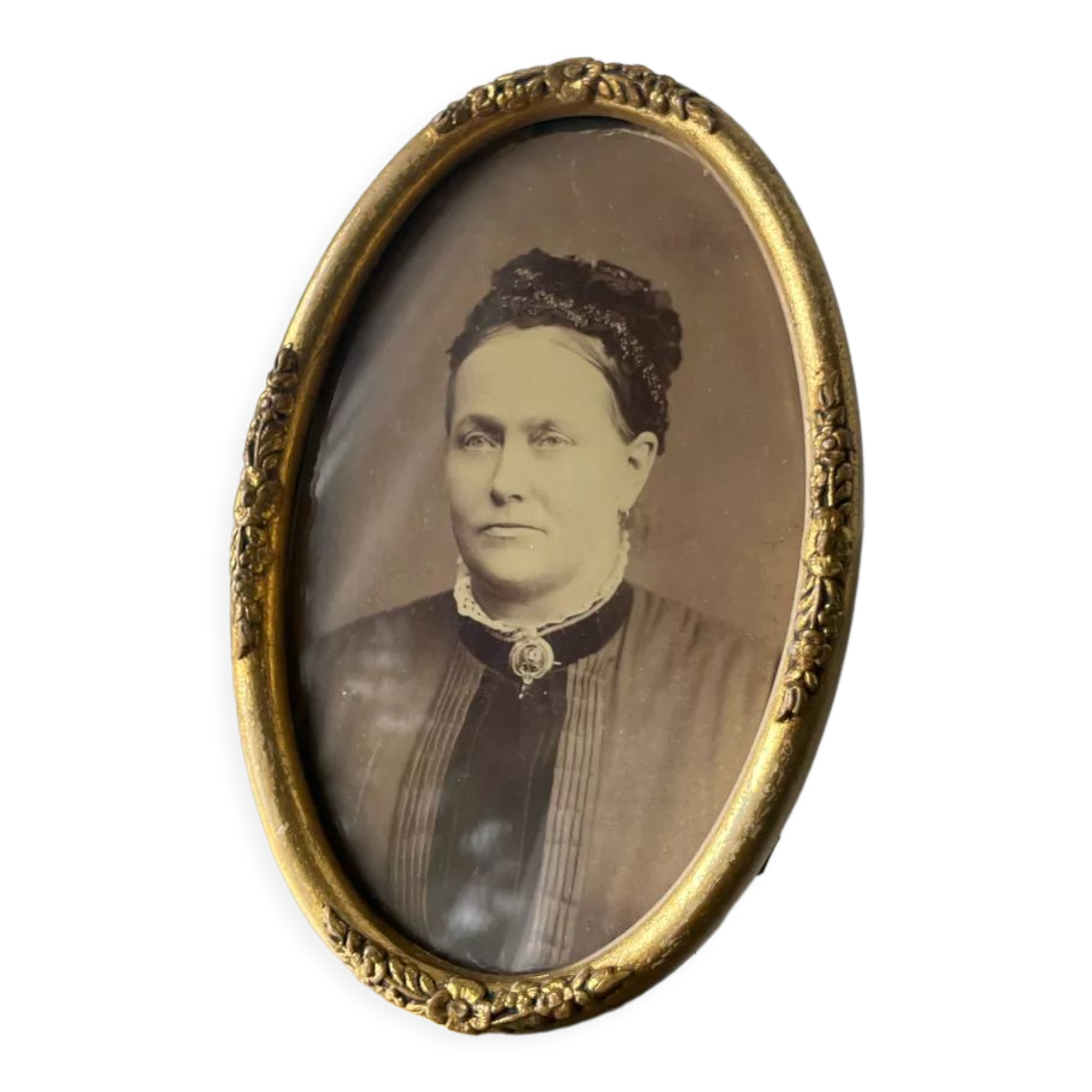 Antique Oval Frame gilded wood 15 cm x 10 cm