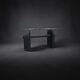 Post Modern Cast Iron Black Dining Table or Desk with Glass Top / 1980s
