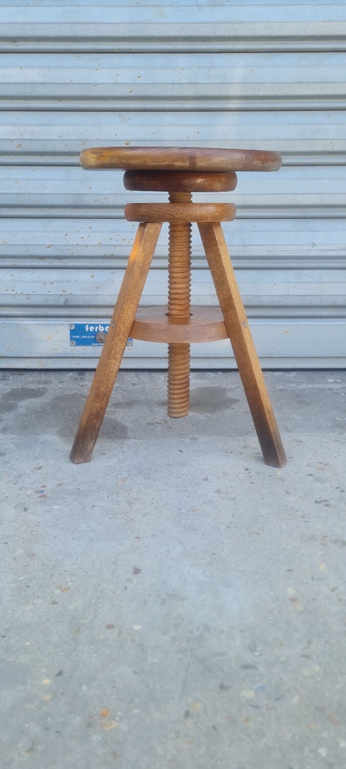 Solid wood screw workshop stool