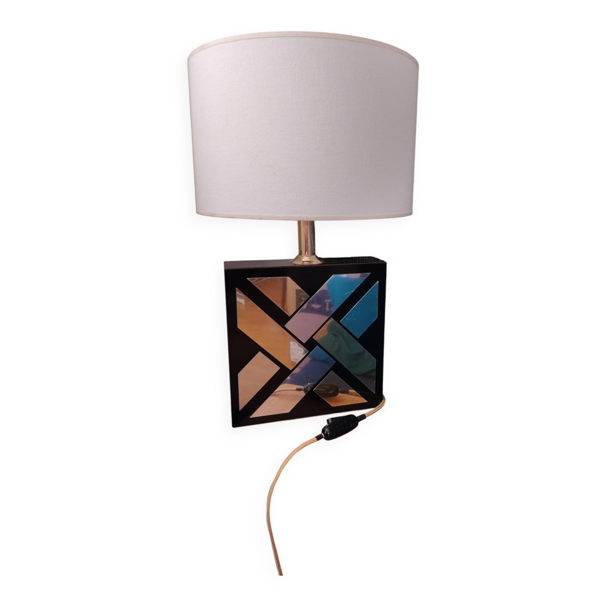 Lampe Vintage 1970 Laiton & Chrome – Style Hollywood Regency