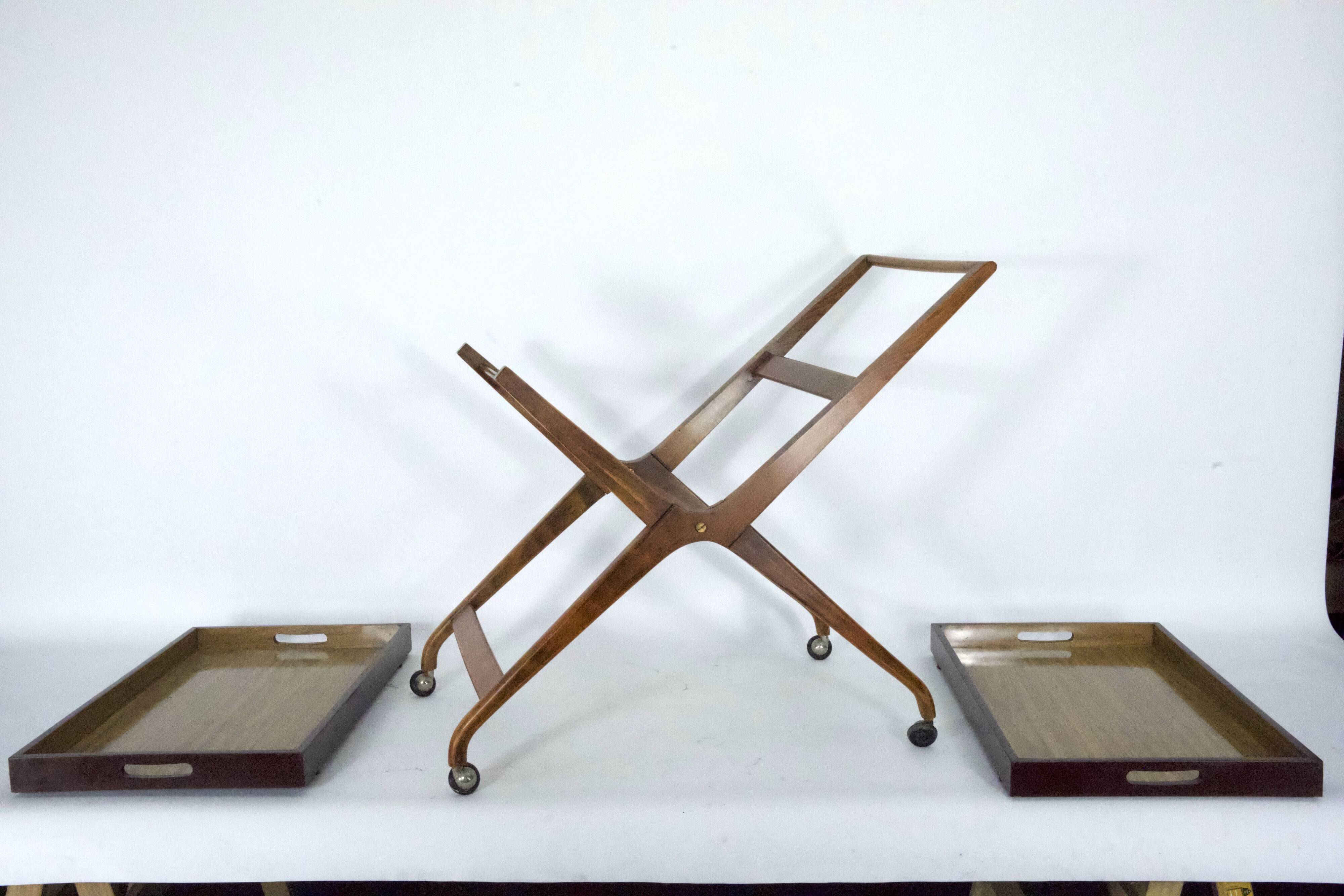 Mid-Century Wood and Formica Bar Cart, Italy 1950s.
