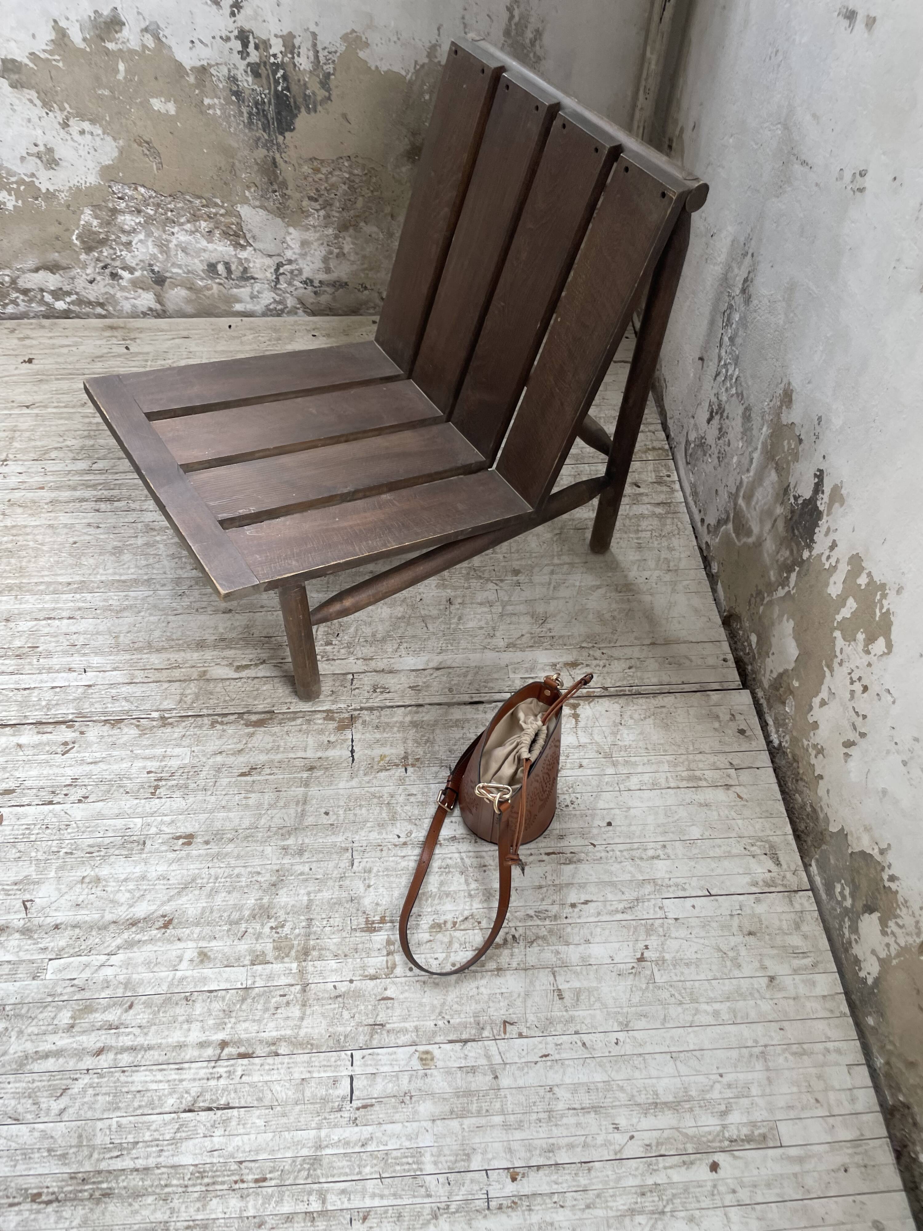 Modernist oak armchair