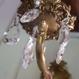 Old brass wall light with glass stamps