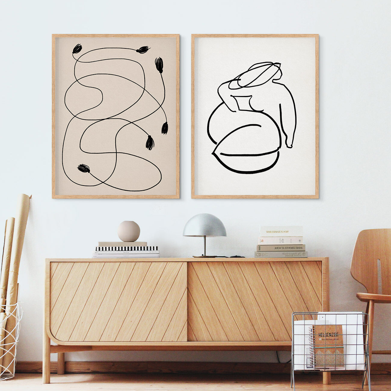 Pair of prints, abstract wall art set of two, 50x70cm