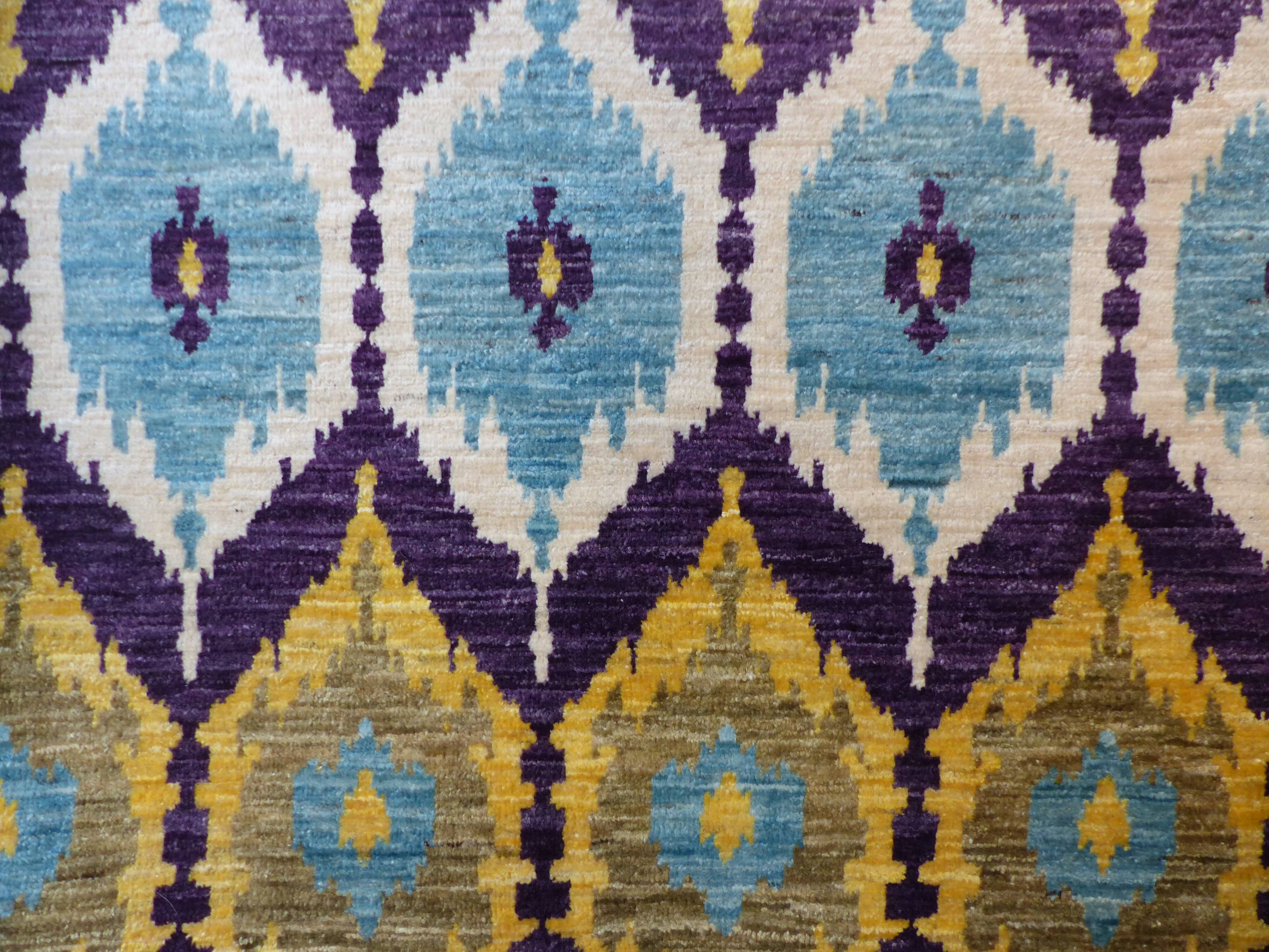 Knotted design rug wool 236 x 188 cm