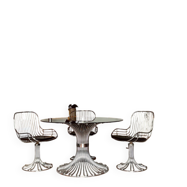 Ensemble table et 4 chaises gastone rinaldi  vintage années 70