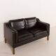 Danish black aniline leather sofa by Hurup, 1980s