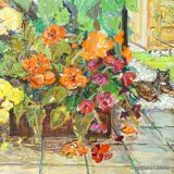 Impressionist oil painting of a garden, Alexander Michael 1996
