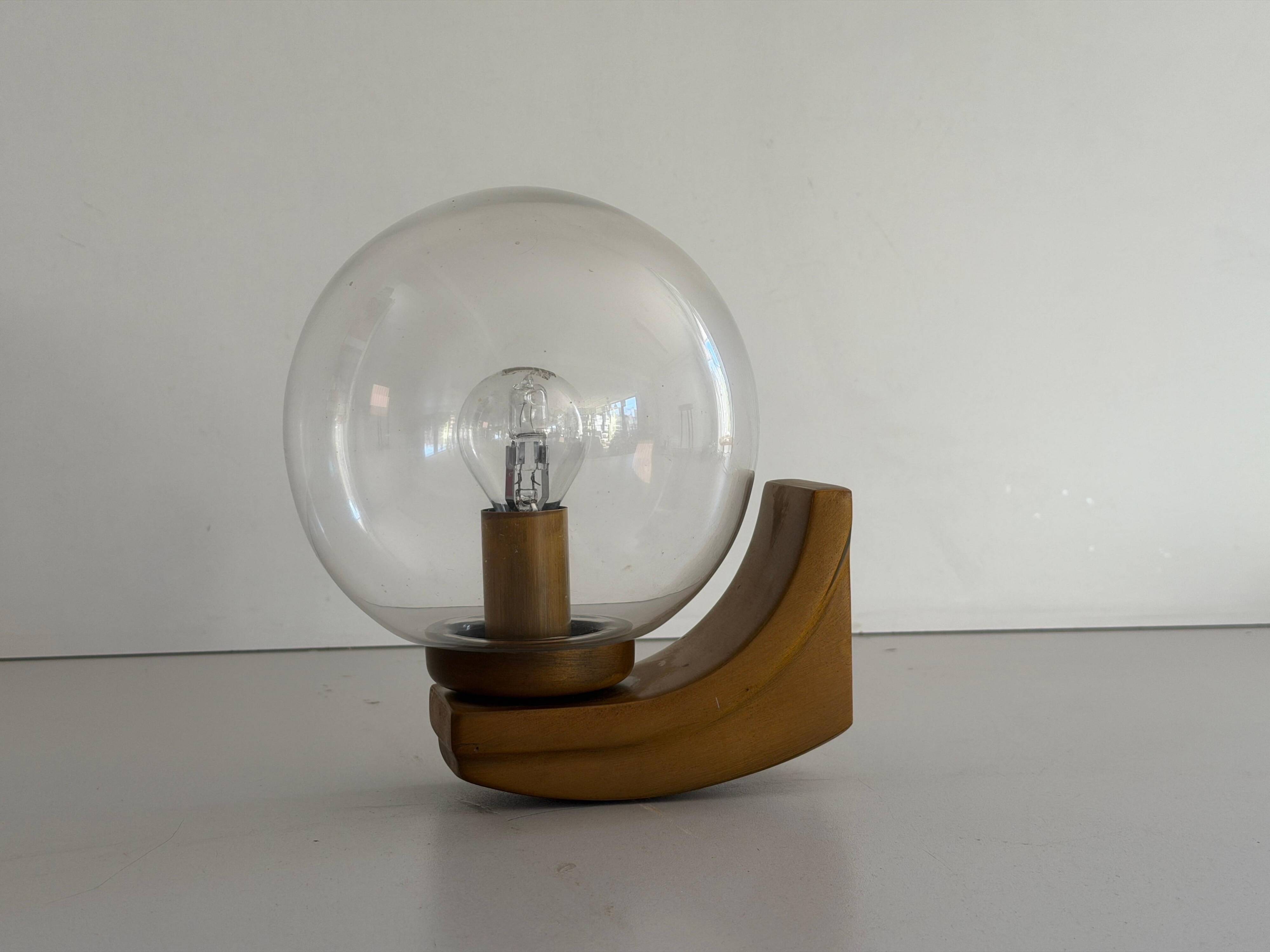 Simple glass and brass wall light from the mid-century, 1960, Germany.