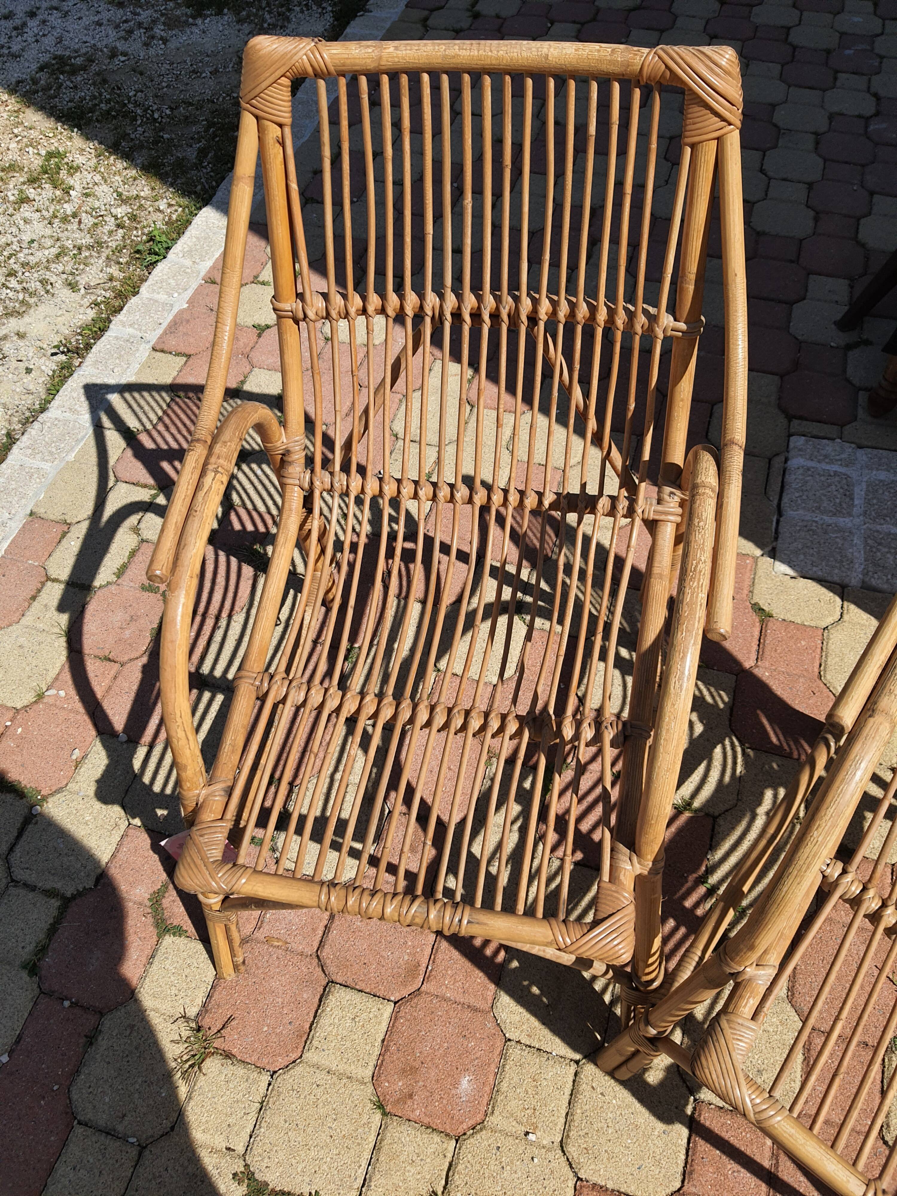 Pair of vintage rattan armchairs